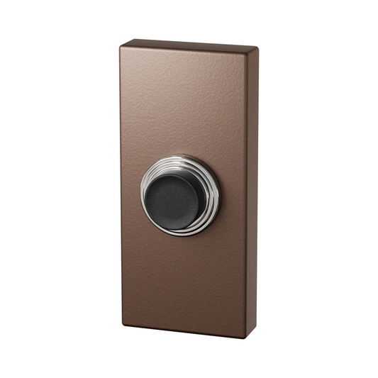 GPF Rectangular push button with black button - brown