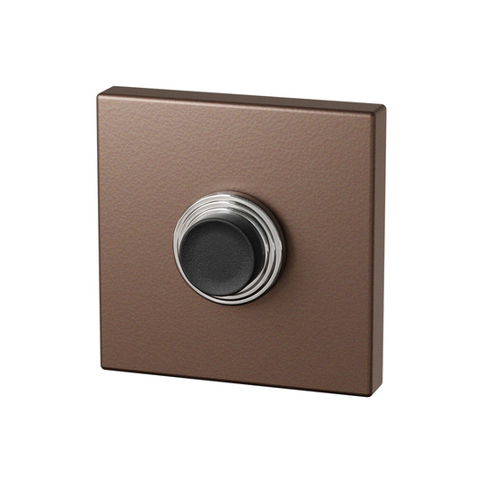 GPF Square push button with black button - brown