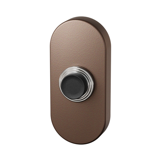 GPF Oval doorbell with black button - brown