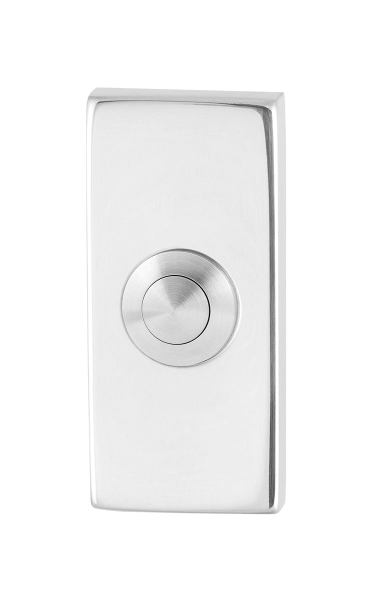 Beldrukker rechthoekig RVS gepolijst – deurbel 70x32x10mm | GPF
