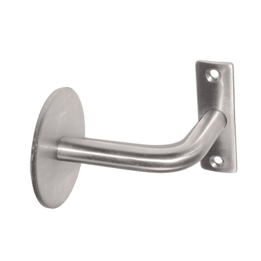 Hardbrass Leuninghouder met hol zadel op rozet - RVS