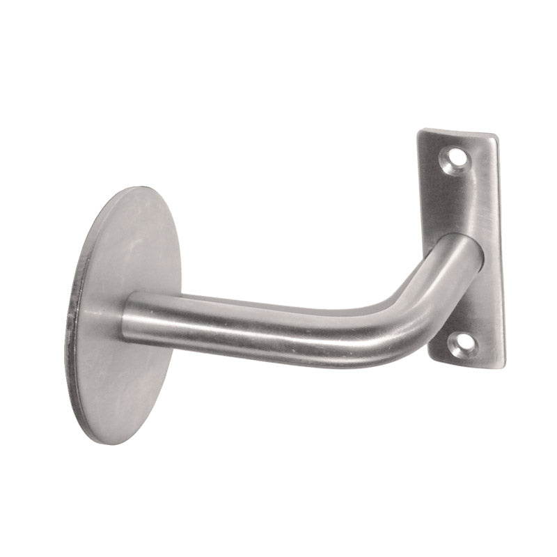 Hardbrass Leuninghouder met vlak zadel op rozet - RVS