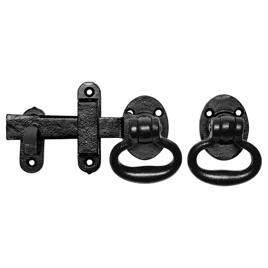 KirkPatrick KP4438 klinkstel met ring zwart smeedijzer