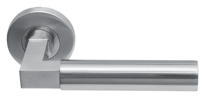 AVJD Deurklinken Bauhaus op rond rozet - RVS (massief)