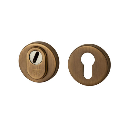 Veiligheidsrozetten rond met kerntrekbeveiliging | Hardbrass | Matbrons