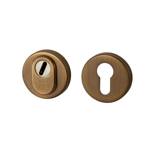 Veiligheidsrozetten rond met kerntrekbeveiliging | Hardbrass | Matbrons