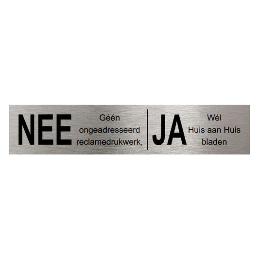 Hardbrass JA/NEE zelfklevend plaatje - RVS/zwart