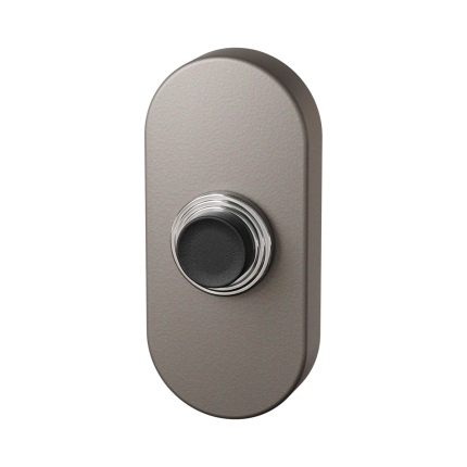 GPF Beldrukker ovaal met zwarte button - mocca