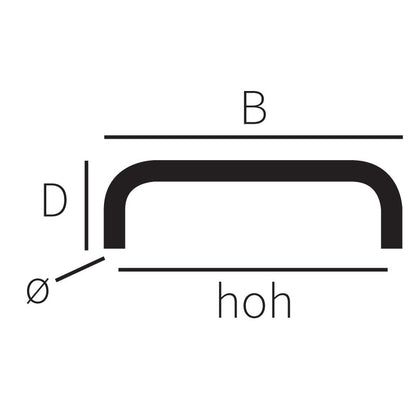 Meubelgreep beugel RVS geschuurd – hartmaat 64 t/m 512 mm technische tekening