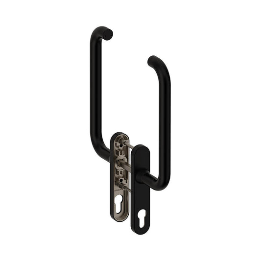 Hefschuifbeslag Stockholm gebogen zwart dubbel PC69 Hardbrass