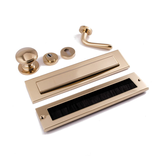 Voordeurset compleet messing PVD rechts Hardbrass