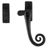 GPF Raamgreep smeedijzer met krul en brug - zwart