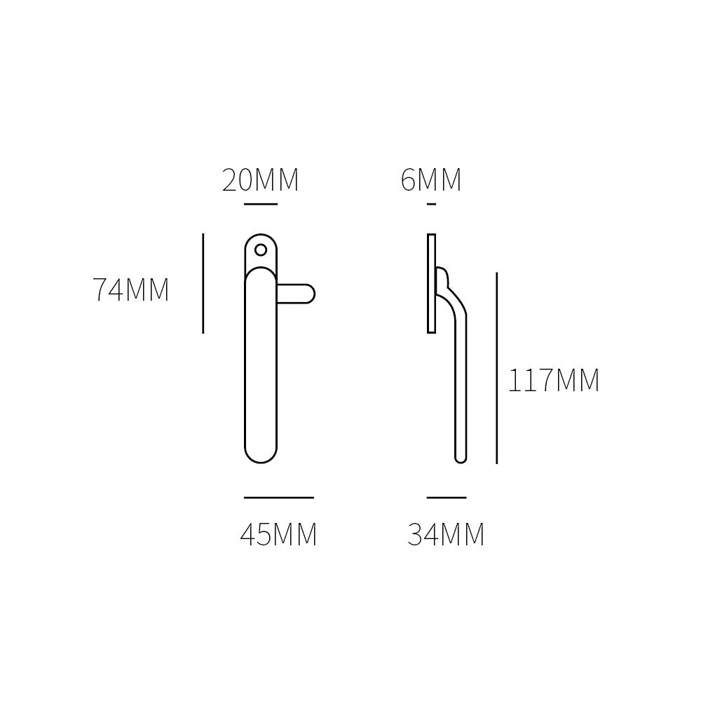 HB Raamgreep links of rechts - getrommeld messing