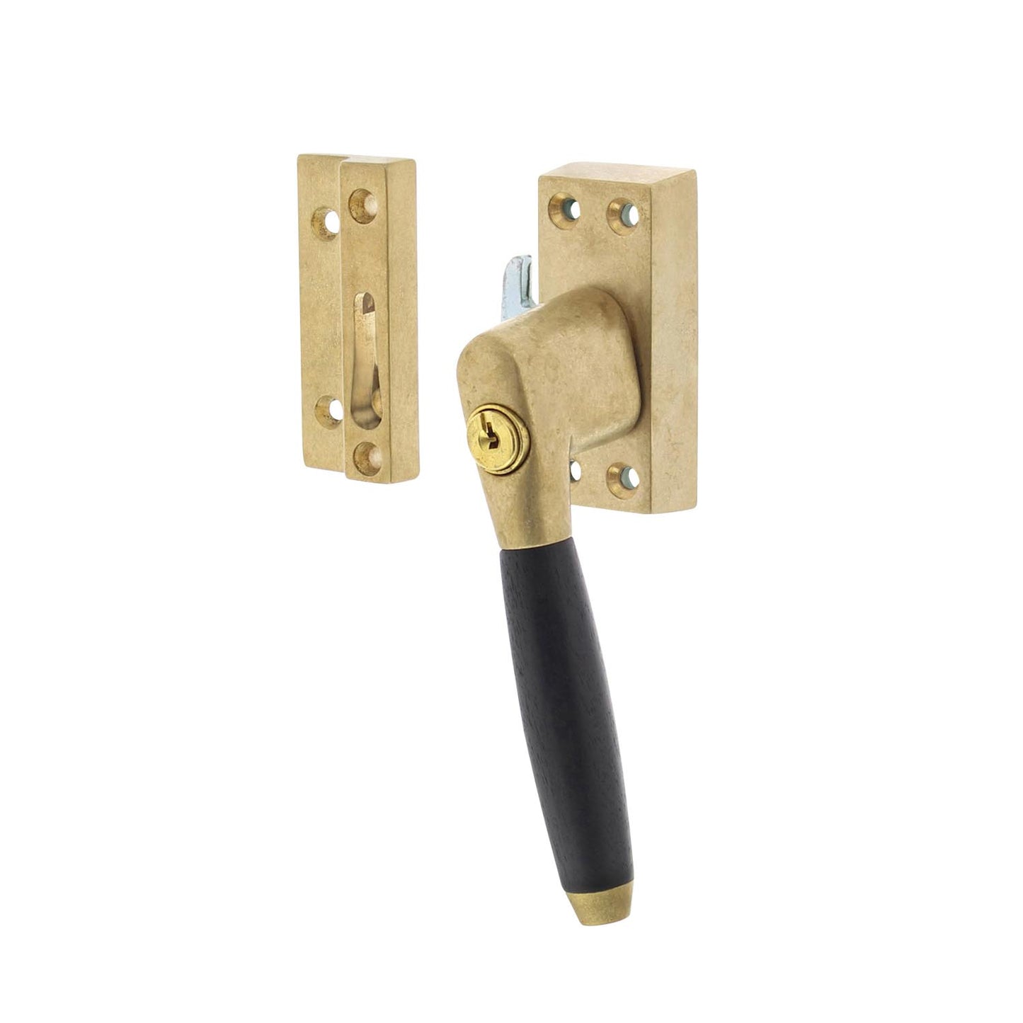 Intersteel Raamgreep Ton model links of rechts - getrommeld messing / ebbenhout