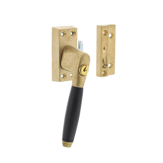 Intersteel Raamgreep Ton model links of rechts - getrommeld messing / ebbenhout