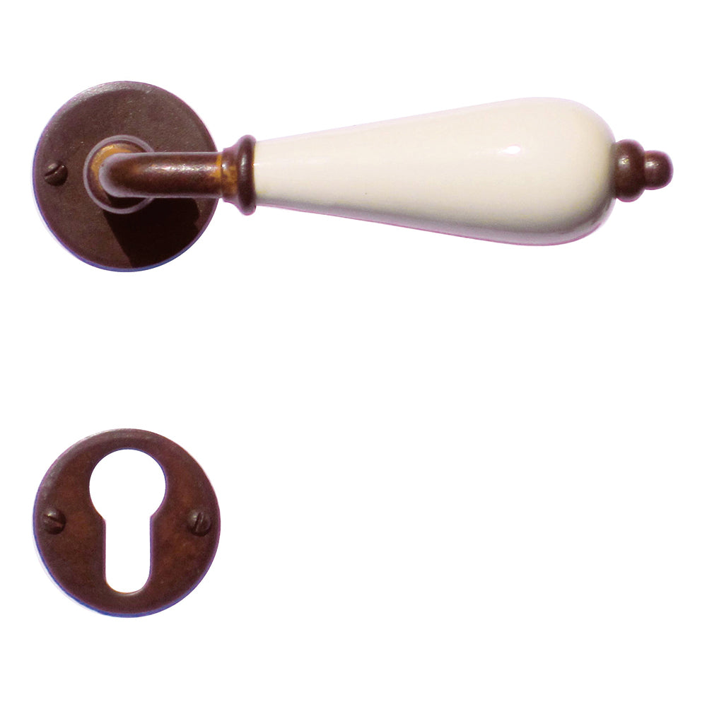 Deurklinken Pro Ecru op rozet | HDD | roest & porselein