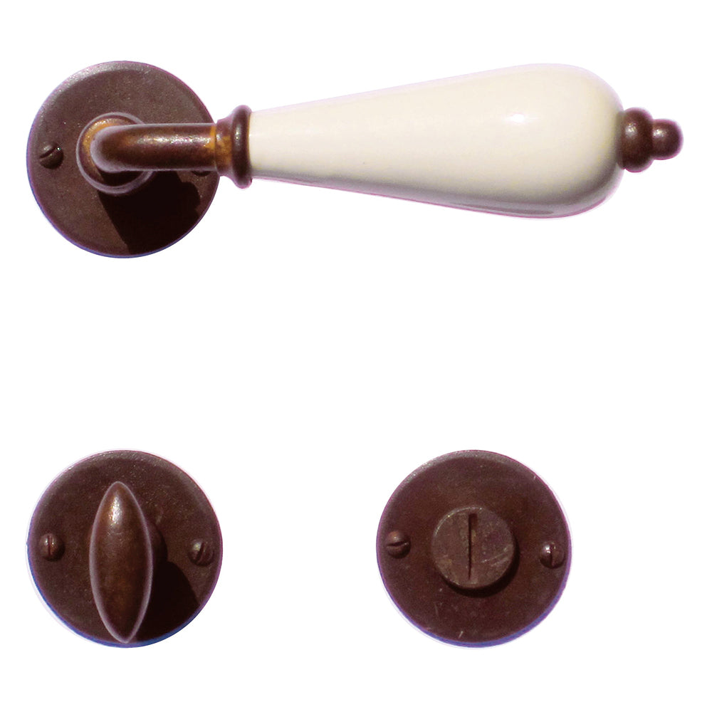 Deurklinken Pro Ecru op rozet | HDD | roest & porselein