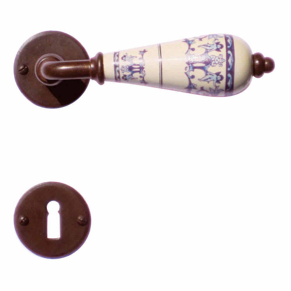 Deurklinken Decor op rozet | HDD | roest & porselein