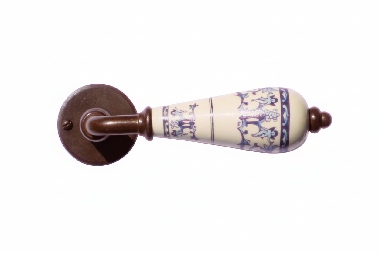 Deurklinken Decor op rozet | HDD | roest & porselein