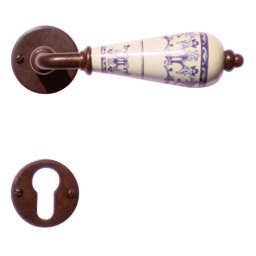 Deurklinken Decor op rozet | HDD | roest & porselein