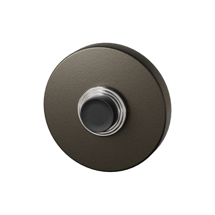 Beldrukker rond met zwarte button | GPF | donker bruin