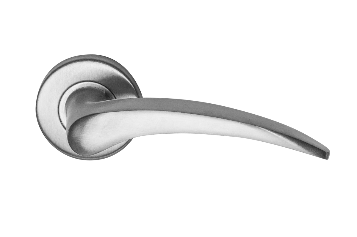 RVS Deurklink Modern op Rond Rozet - Massief RVS AVJD