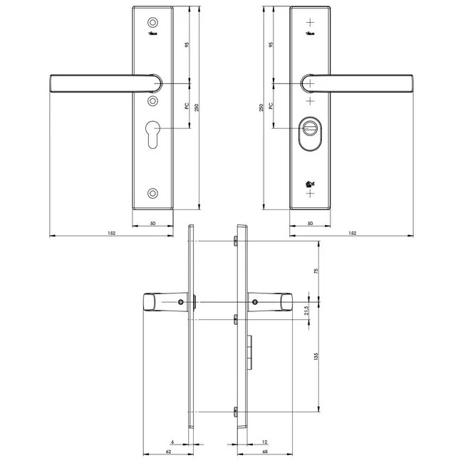Veilig Veiligheidsbeslag kruk/kruk SKG*** - zwart