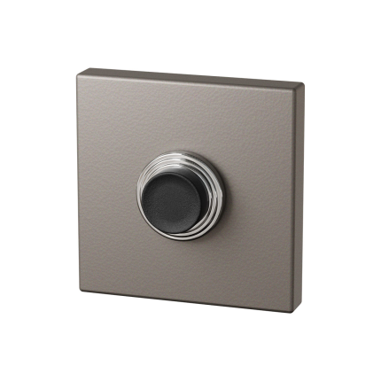 GPF Beldrukker vierkant met zwarte button - mocca