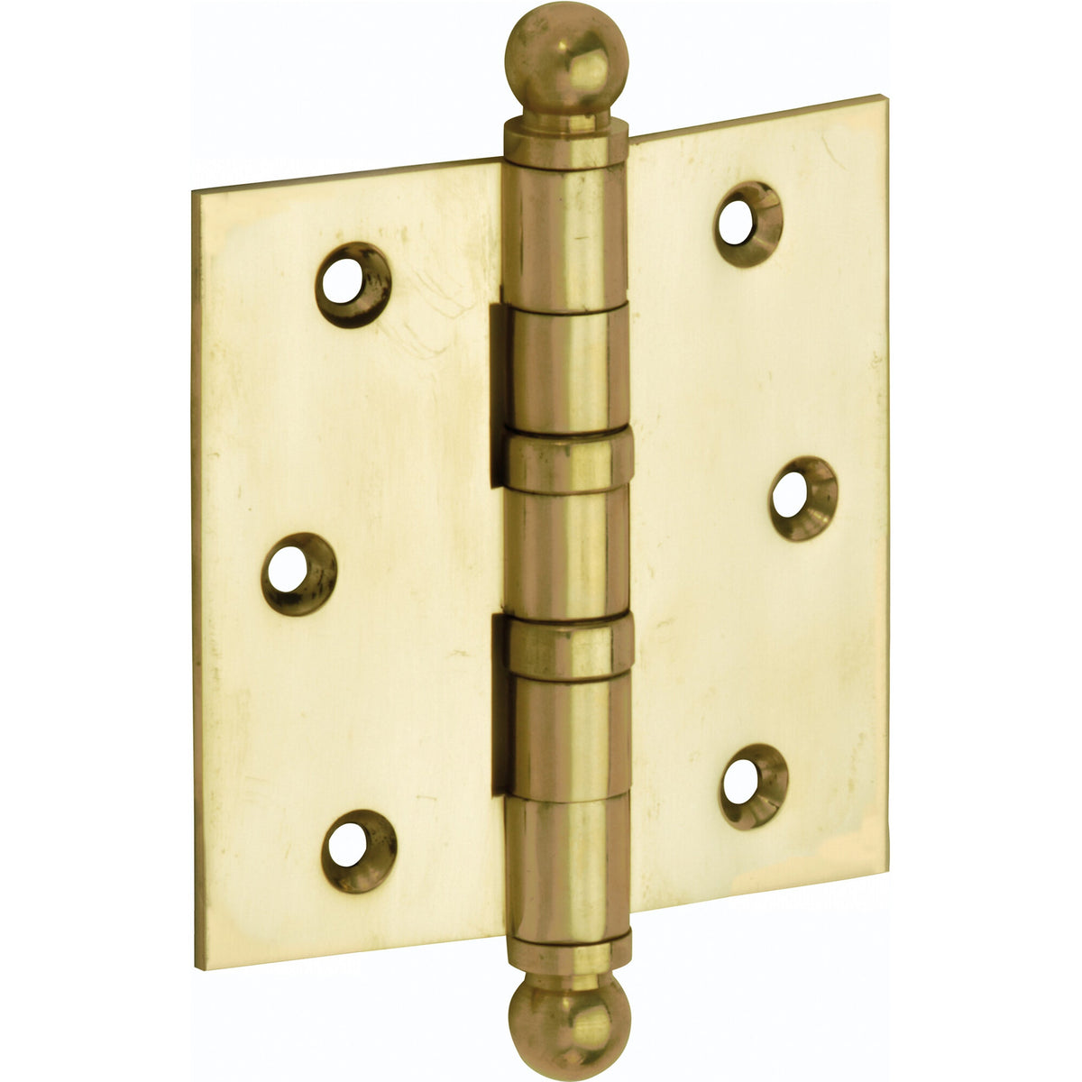 Kogellagerscharnier messing gelakt 76 × 76 mm ronde hoeken knop bol
