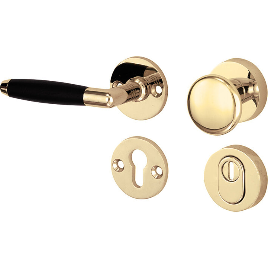 Veiligheidsbeslag Ton messing onbehandeld SKG*** knop/kruk DIN links