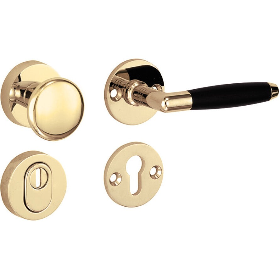 Veiligheidsbeslag Ton messing onbehandeld SKG*** knop/kruk DIN rechts