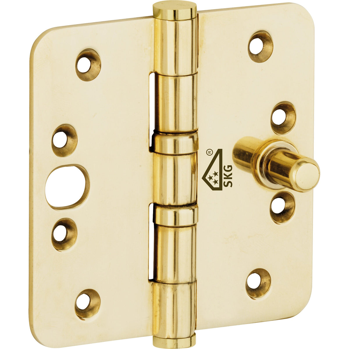 Veiligheidsscharnier messing onbehandeld 89 × 89 mm knop vlak