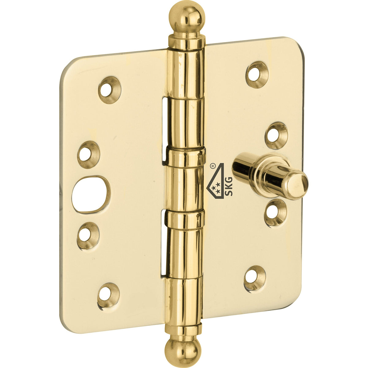 Veiligheidsscharnier messing onbehandeld 89 × 89 mm knop bol