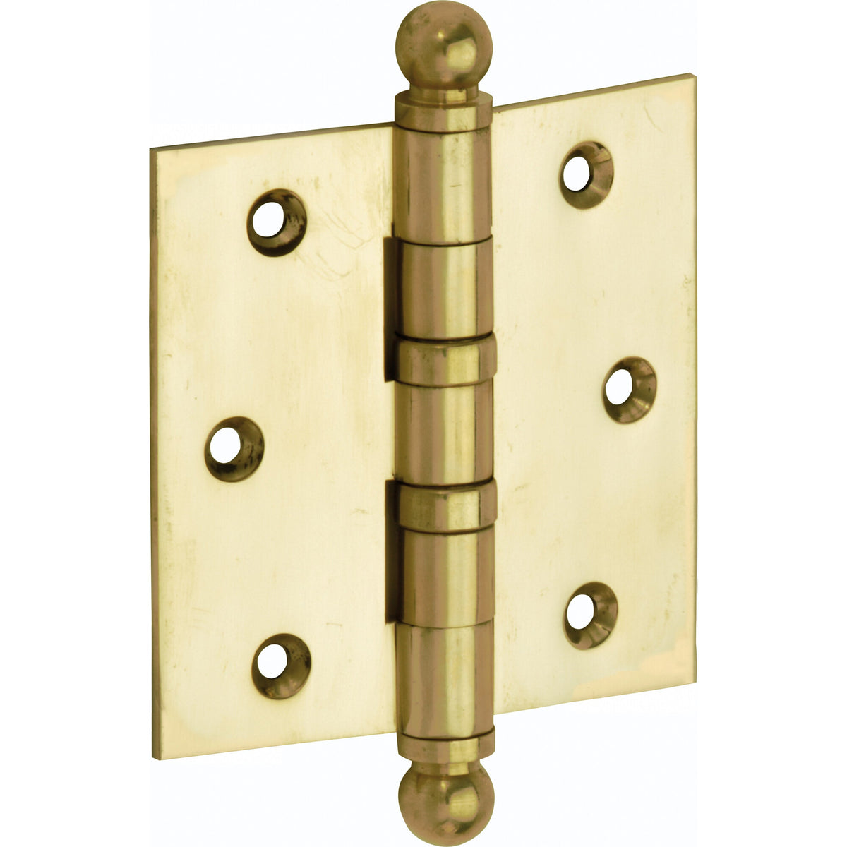 Kogellagerscharnier messing onbehandeld 76 × 76 mm ronde hoeken knop bol