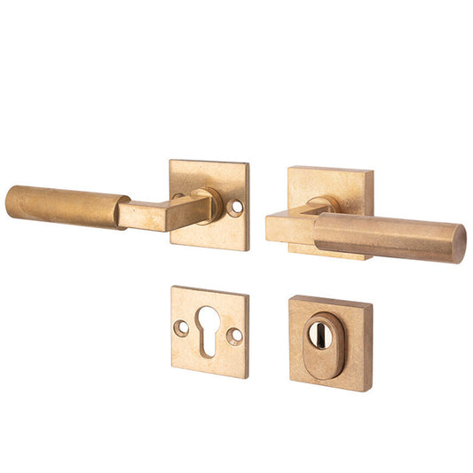 Veiligheidsbeslag Bauhaus antiek messing SKG*** kruk/kruk DIN links