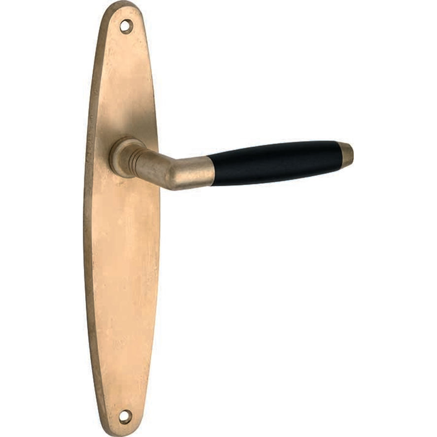 Deurkruk Ton antiek messing op langschild Elips