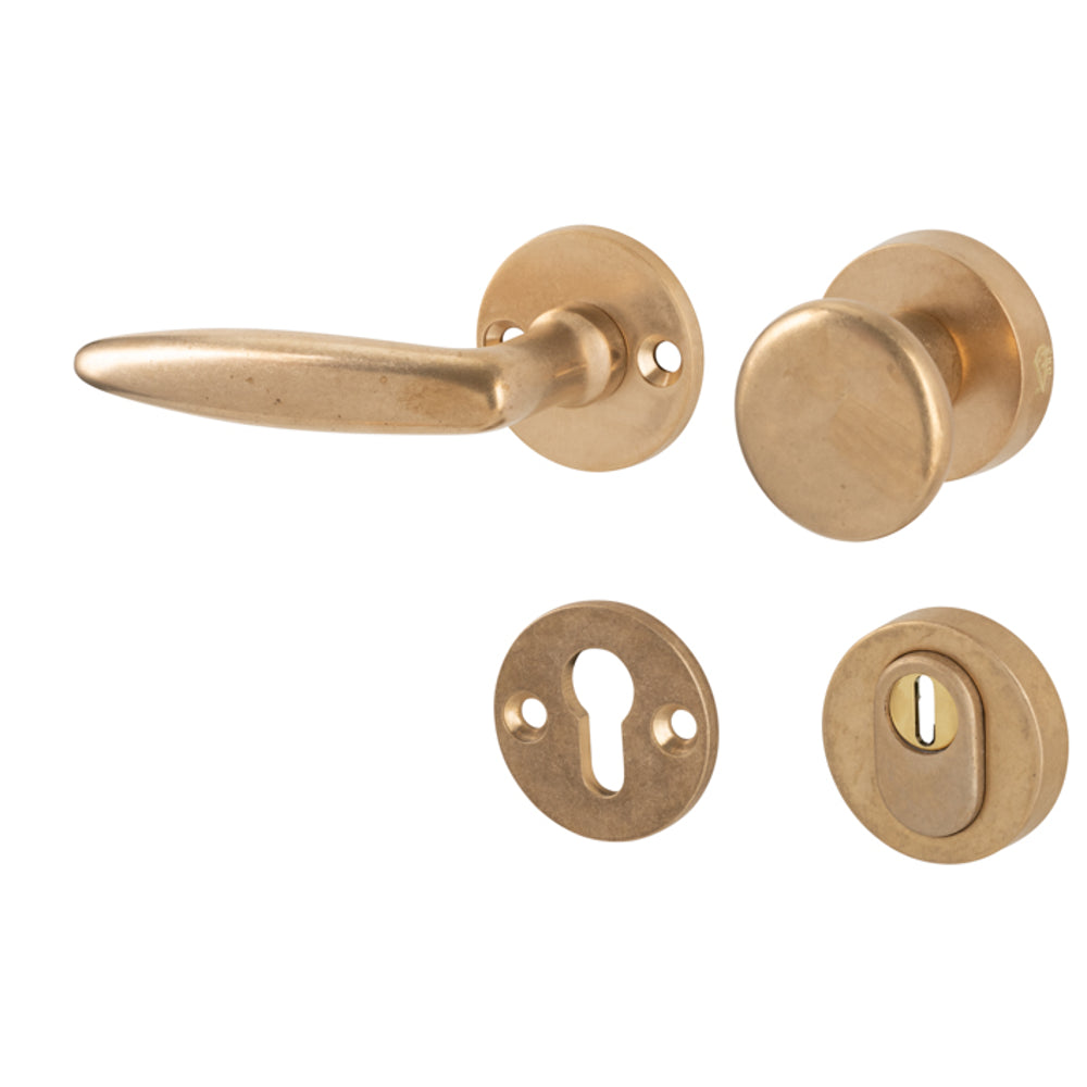 Veiligheidsbeslag Dudok antiek messing SKG*** knop/kruk DIN links
