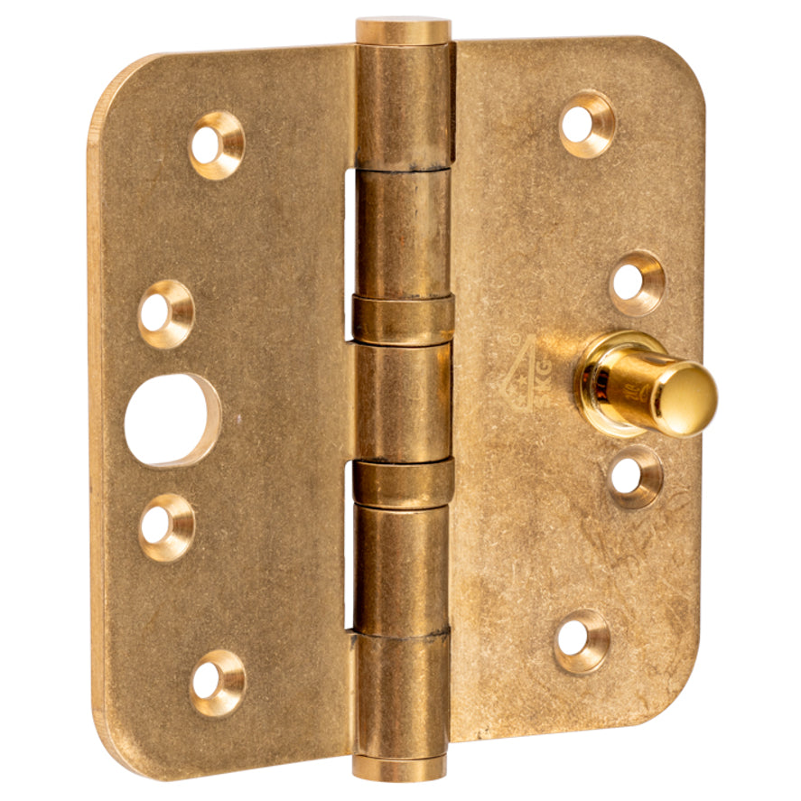 Veiligheidsscharnier antiek messing 89 × 89 mm knop vlak