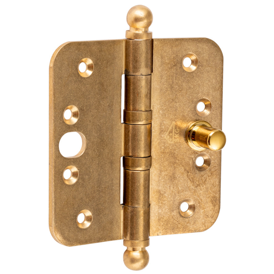 Veiligheidsscharnier antiek messing 89 × 89 mm knop bol