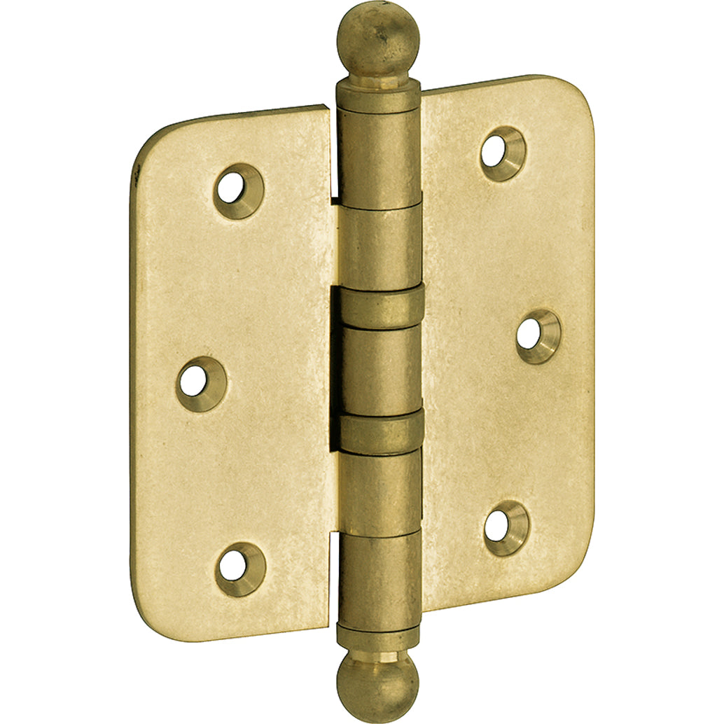 Kogellagerscharnier antiek messing 76 × 76 mm rechte hoeken knop bol