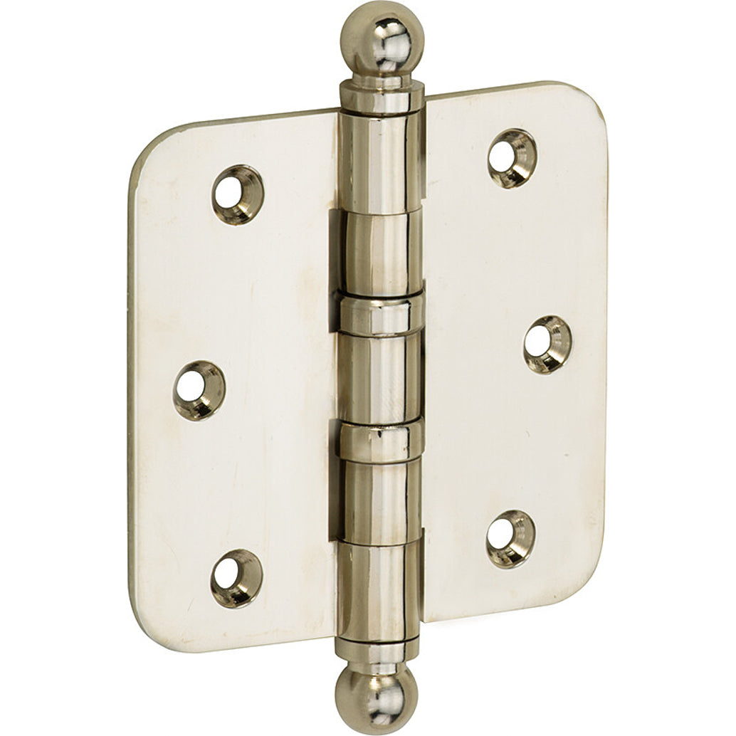 Kogellagerscharnier glanzend nikkel 89 × 89 mm rechte hoeken knop bol