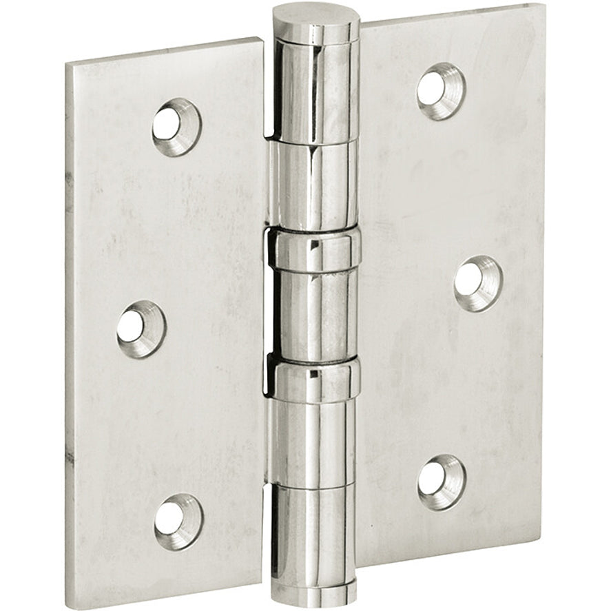 Kogellagerscharnier glanzend nikkel 76 × 76 mm ronde hoeken knop vlak