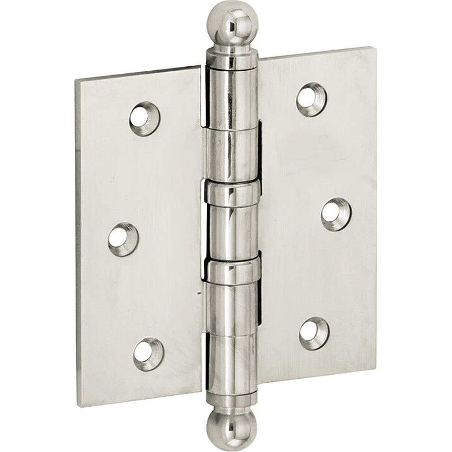 Kogellagerscharnier glanzend nikkel 89 × 89 mm ronde hoeken knop bol