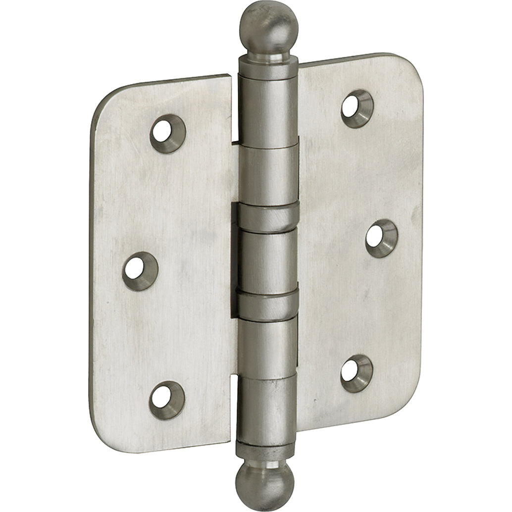 Kogellagerscharnier mat nikkel 76 × 76 mm rechte hoeken knop bol
