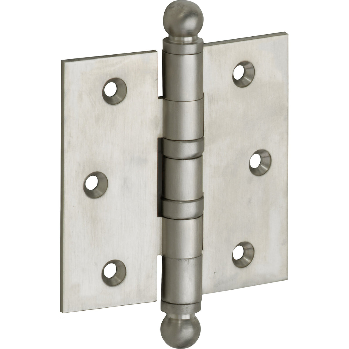 Kogellagerscharnier mat nikkel 76 × 76 mm ronde hoeken knop bol