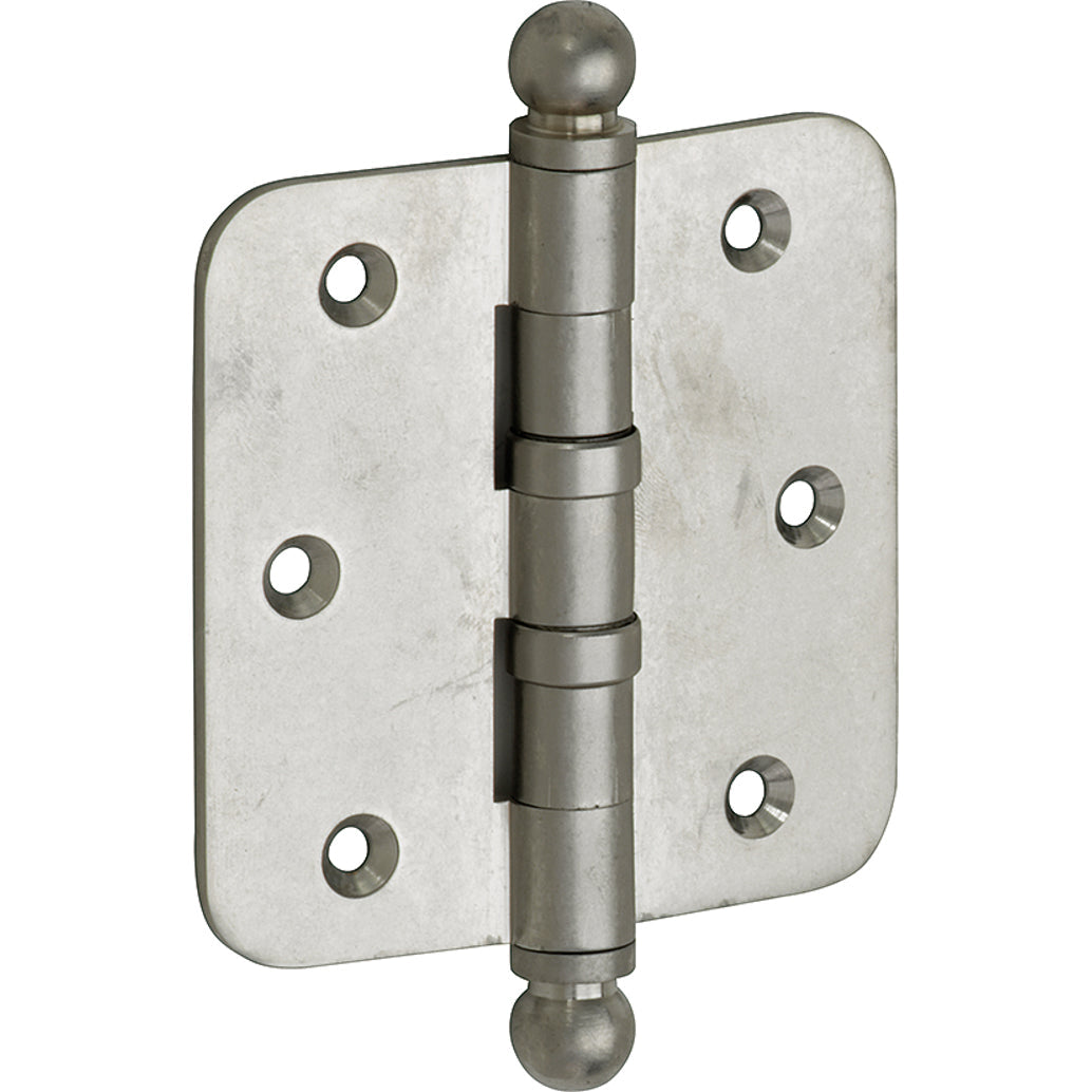 Kogellagerscharnier antiek nikkel 76 × 76 mm rechte hoeken knop bol