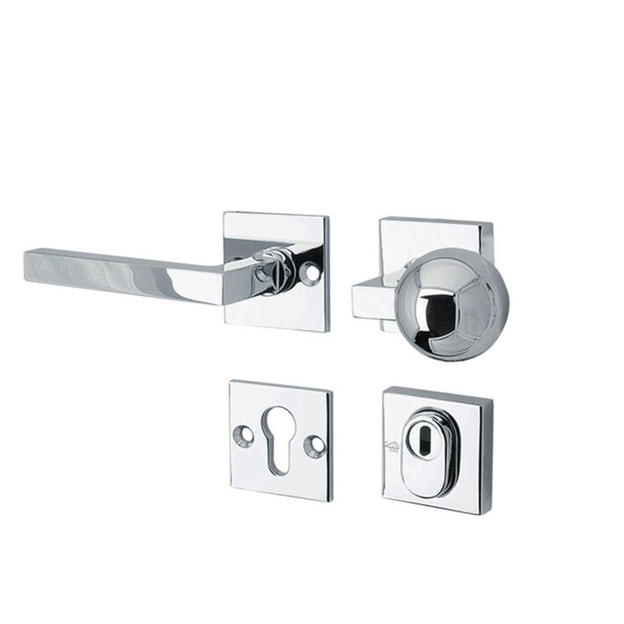 Veiligheidsbeslag Kare glanzend chroom SKG*** knop/kruk DIN links