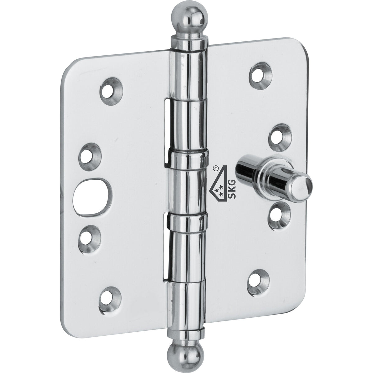 Veiligheidsscharnier glanzend chroom 89 × 89 mm knop bol