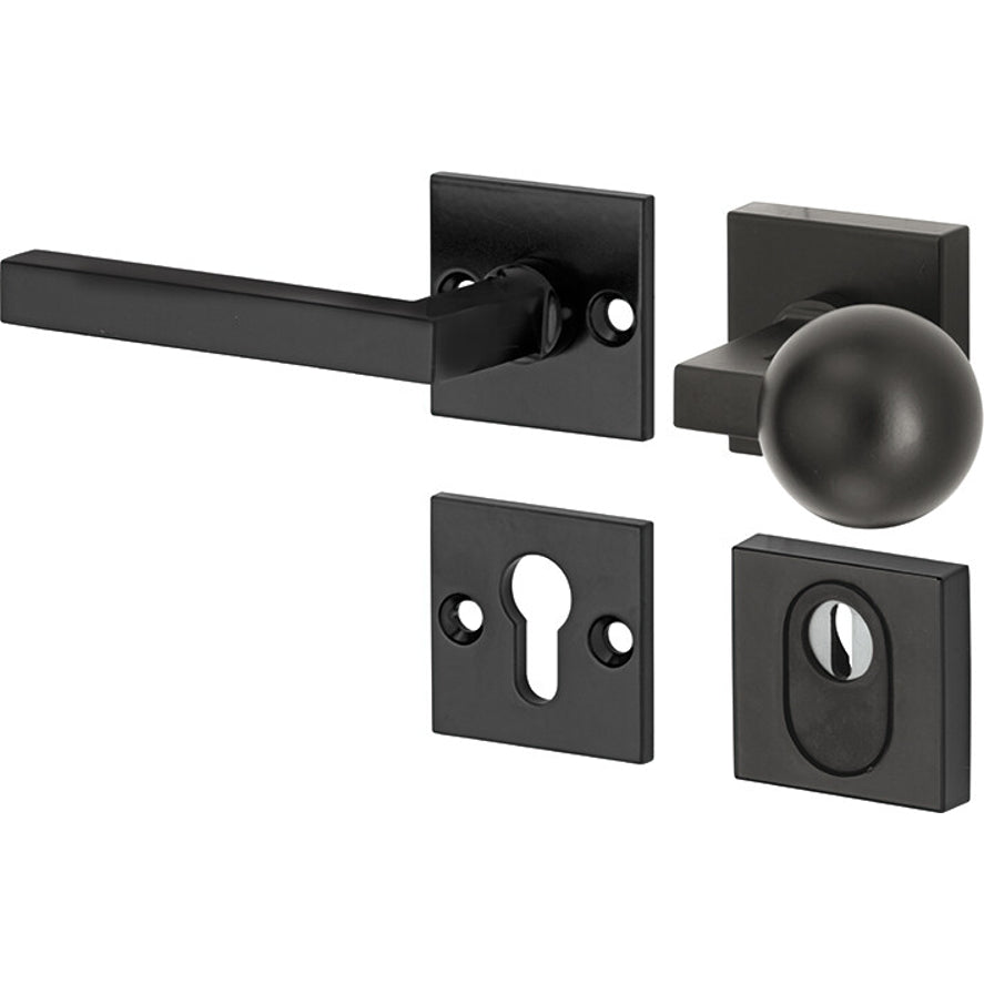 Veiligheidsbeslag Kare mat zwart SKG*** knop/kruk DIN links