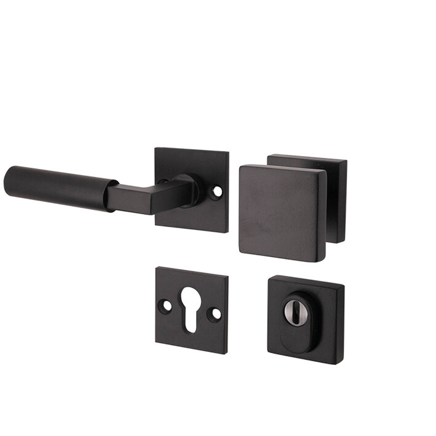 Veiligheidsbeslag Bauhaus mat zwart SKG*** knop/kruk DIN links